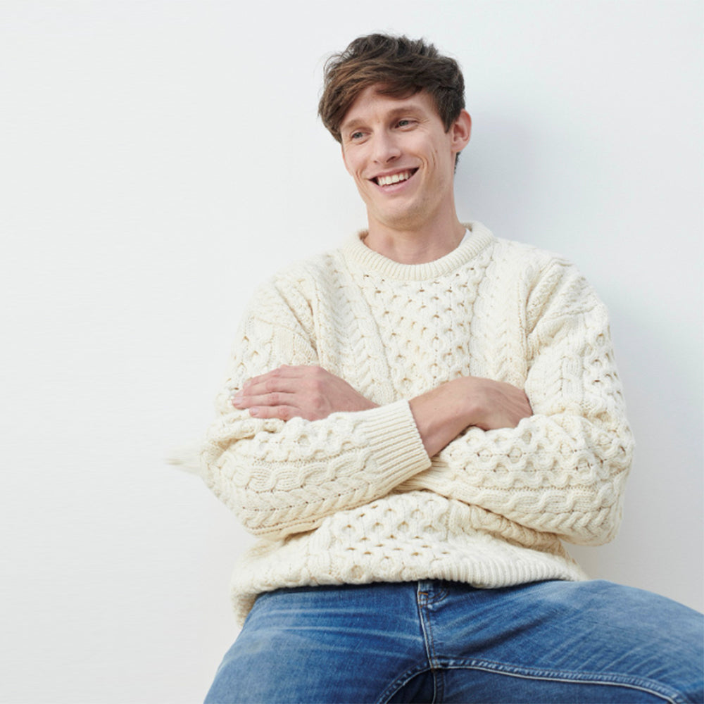 Irish aran knit beige sweater 