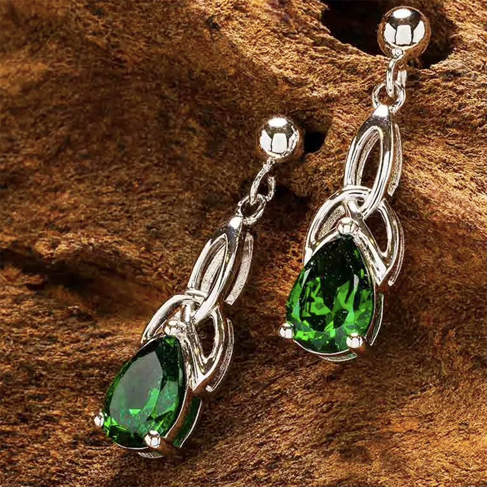 Sterling Silver Emerald Cubic Zirconia Drop Earring