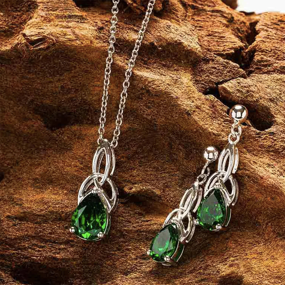 Sterling Silver Emerald Cubic Zirconia Drop Earring