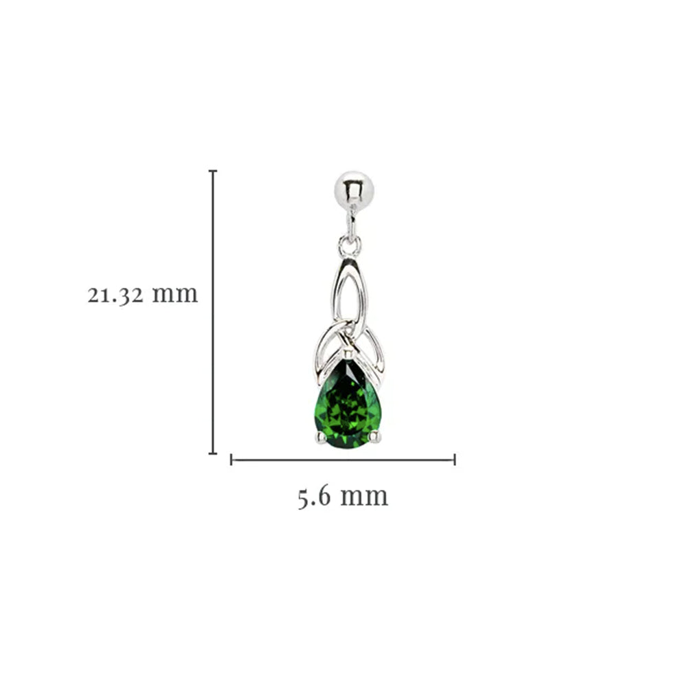 Sterling Silver Emerald Cubic Zirconia Drop Earring