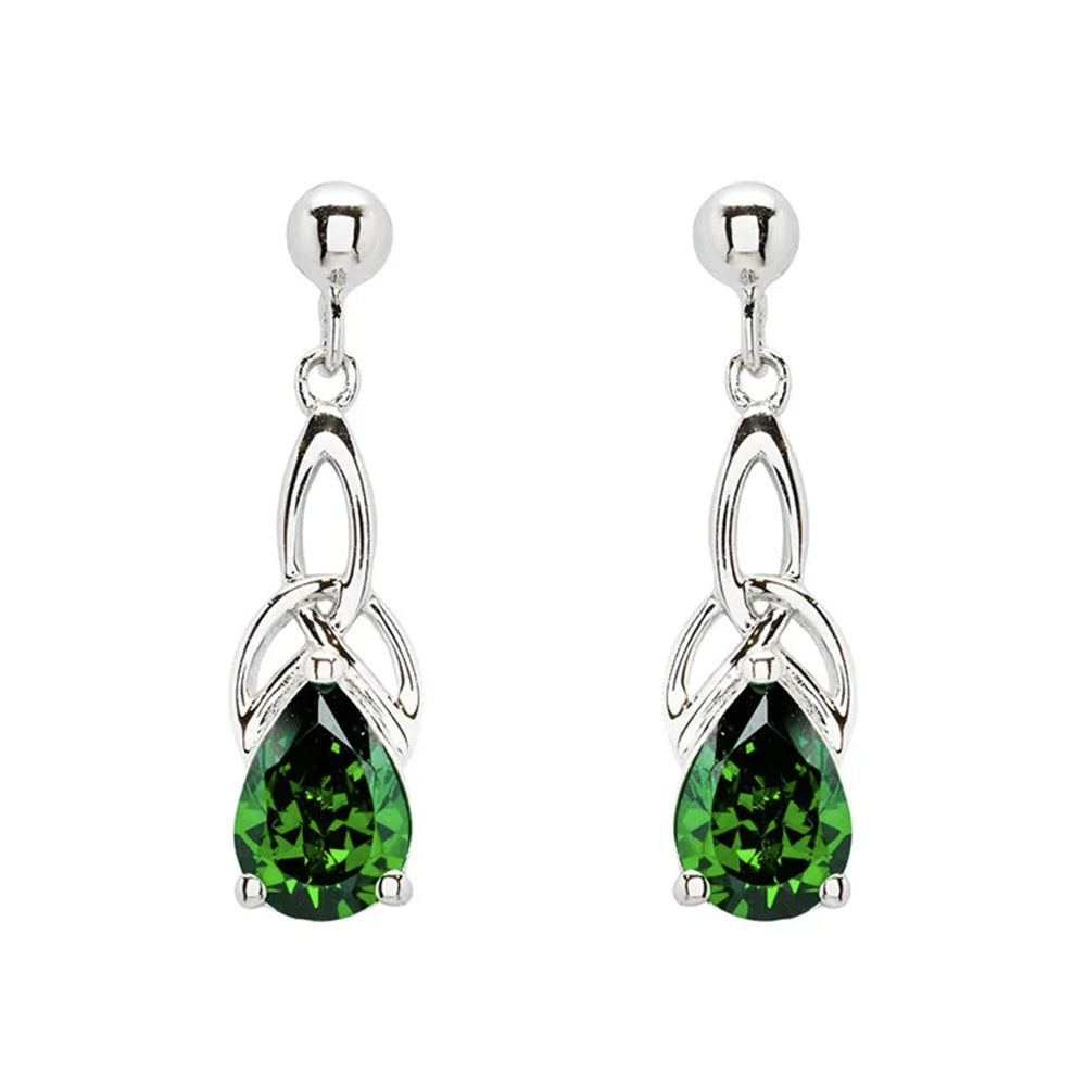 Sterling Silver Emerald Cubic Zirconia Drop Earring