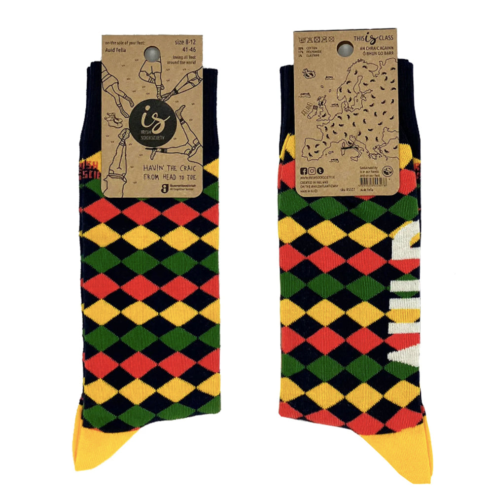 fun colourful 100% cotton irish socks 