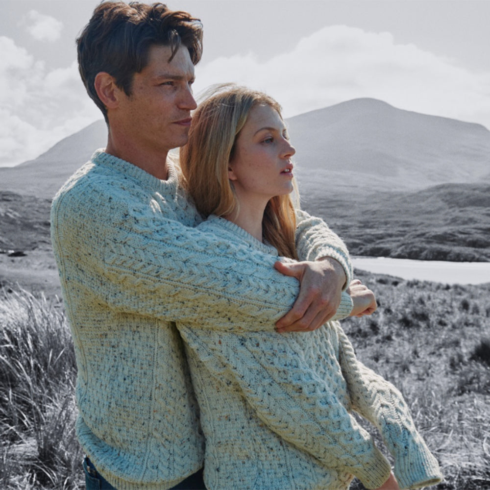 Unisex Traditional Aran Wool Sweater From Ireland