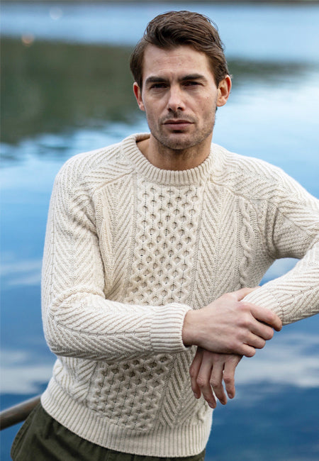 Irish Cable Knit Aran Traditional Wool Sweater