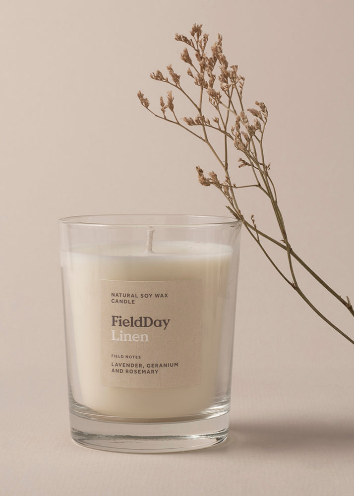 natural soy wax candle from ireland linen