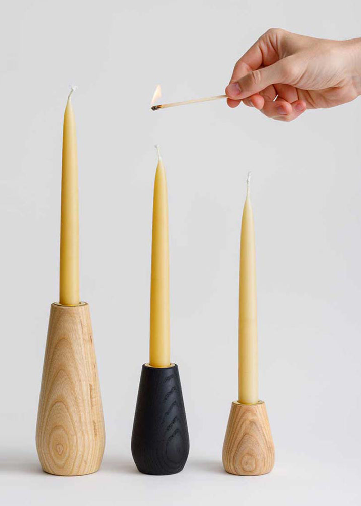 irish native wood candle holders