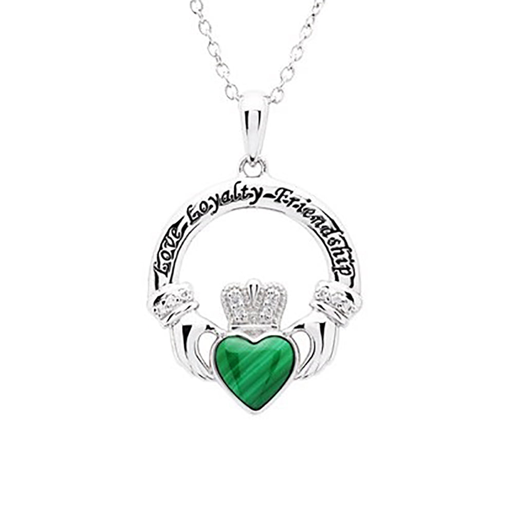 Celtic DNA Design Sterling Silver Claddagh Necklace | Celtic DNA Jewelry